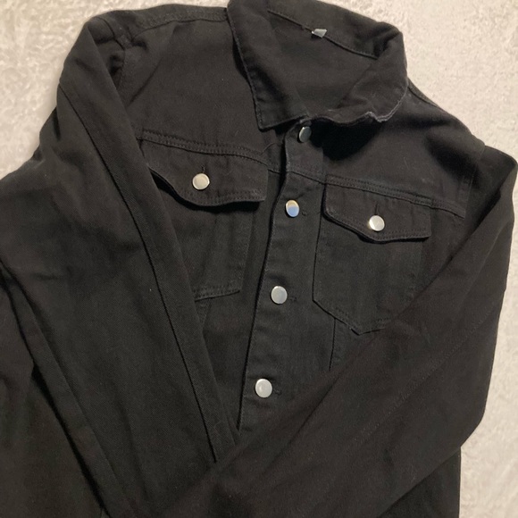 Shien, Black Graphic Denim Roll On Jacket - Picture 3 of 3